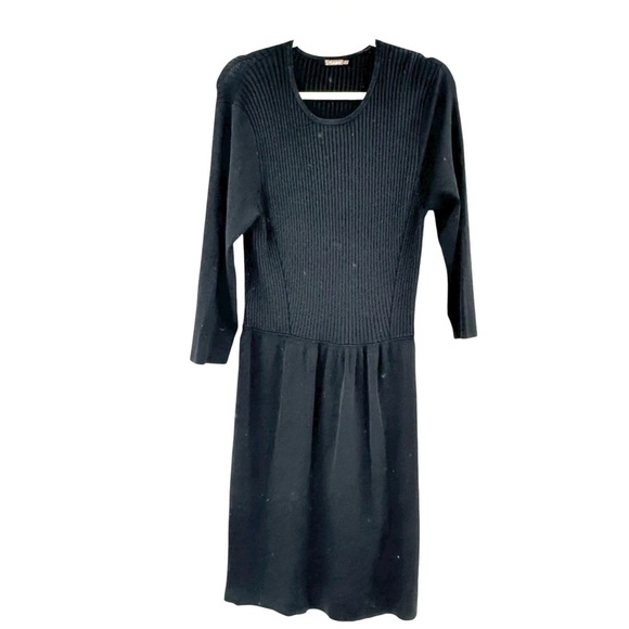 J.McLaughlin Classic Black Knit Career Dress LBD Size Large Rayon Blend - Picture 1 of 5